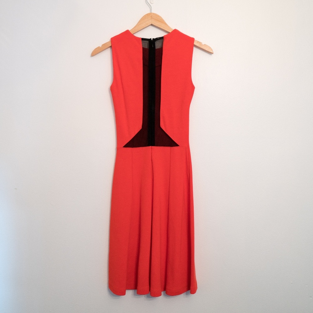French Connection Coral Dress w/ Mesh Cutout Back